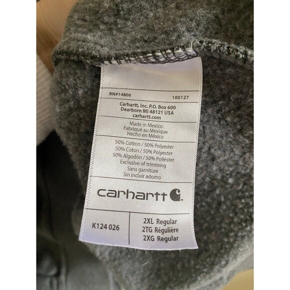 Carhartt Dark Gray Original Fit Crewneck Sweatshirt Pullover Workwear Mens 2XL - Picture 6 of 12